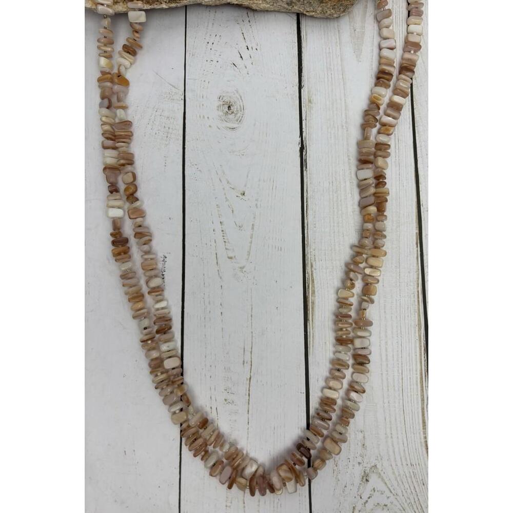 Peyote Bird Agate MOP‎ Sterling Double Strand Necklace J224 - Picture 2 of 3
